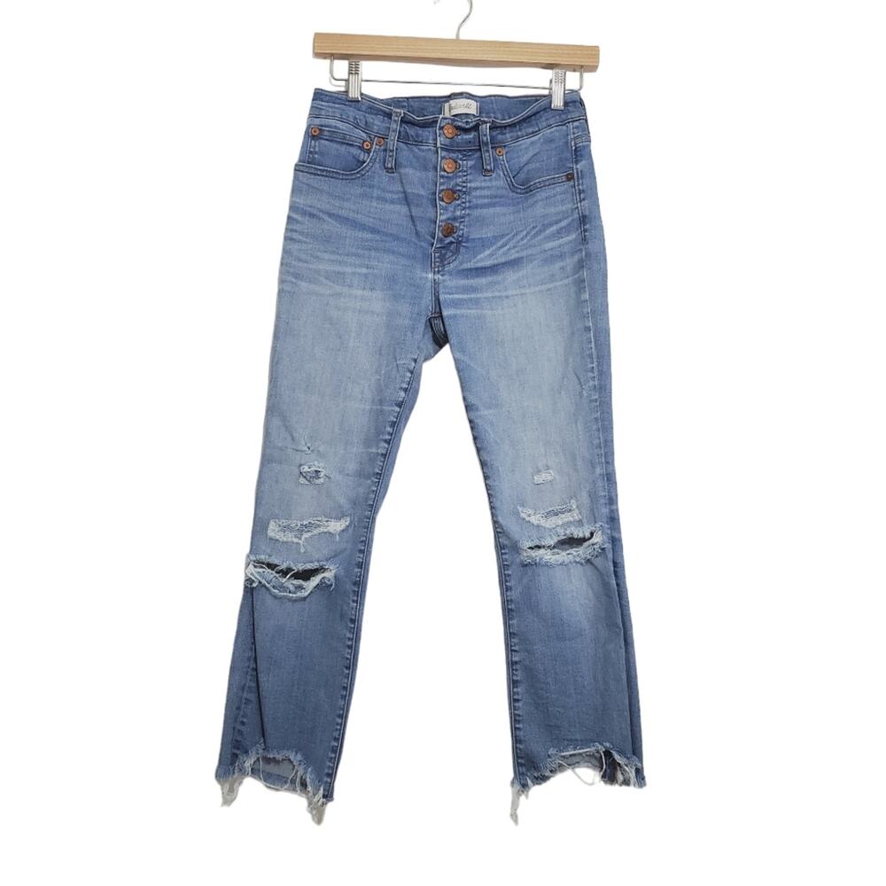 Madewell | Cali Demi-Boot Step Raw Hem Distressed Button Fly Jeans